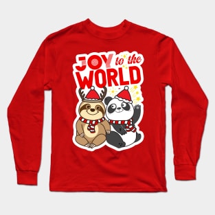 Sloth Panda - Joy to the World Long Sleeve T-Shirt